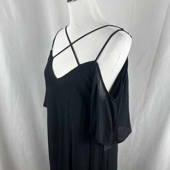 NEW Lulus Afterglow Strappy‎ Cold Shoulder Shift Dress Women Large Black Mini - Picture 10 of 15